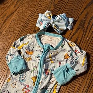 Little Sleepies Zippy Blue Musical Print Set Newborn